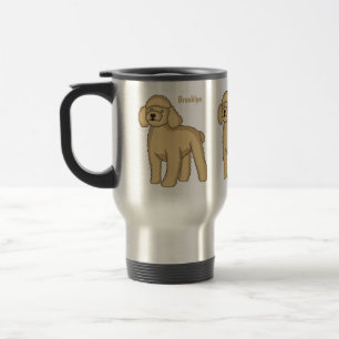 Mug De Voyage Illustration d'un caniche brun joyeux