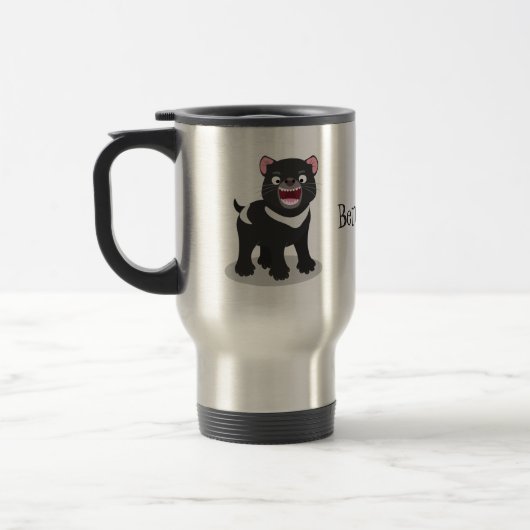 Mug De Voyage Illustration d'un diable de Tasmanie affamé (Gauche)