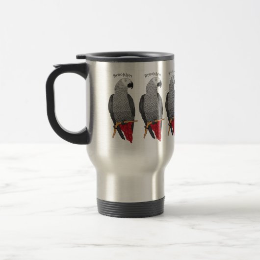 Mug De Voyage Illustration d'un perroquet gris en Afrique (Gauche)
