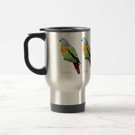 Mug De Voyage Illustration d'un pigeon à cou rose (Gauche)