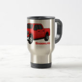 Mug De Voyage Illustration d'une camionnette rouge mou (Devant droit)