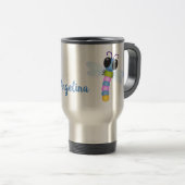 Mug De Voyage Illustration d'une libellule bleu et rose (Devant droit)