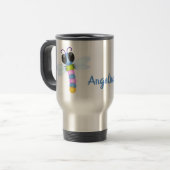 Mug De Voyage Illustration d'une libellule bleu et rose (Devant gauche)