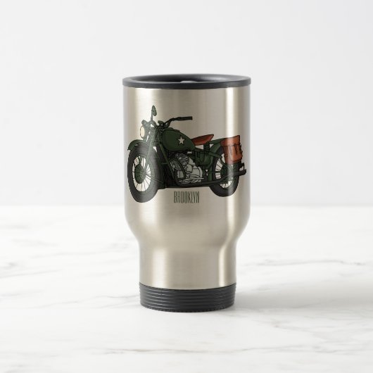 Mug De Voyage Illustration d'une moto de croiseur militaire (Centre)