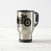 Mug De Voyage Illustration d'une moto de croiseur militaire (Devant droit)