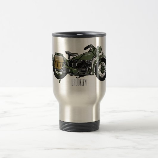 Mug De Voyage Illustration d'une moto de croiseur militaire (Centre)