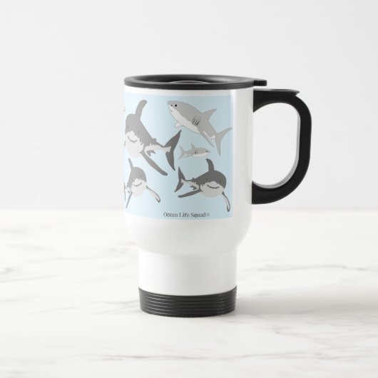 Mug De Voyage Illustration écologique des requins océaniques viv (Droite)