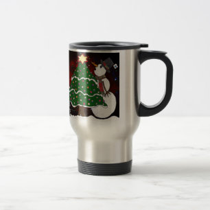 Mug De Voyage Impression d'art Surprise Bonhomme de Neige Arbre