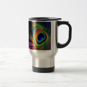 Mug De Voyage Impression de plume de paon colorée