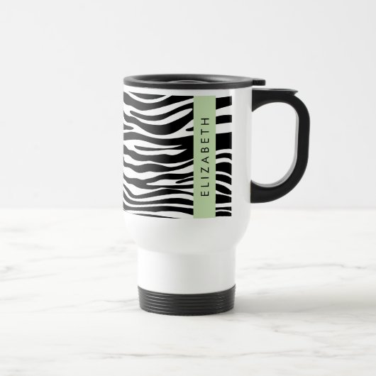 Mug De Voyage Impression Zèbre, Grilles, Noir Et Blanc, Votre No (Droite)
