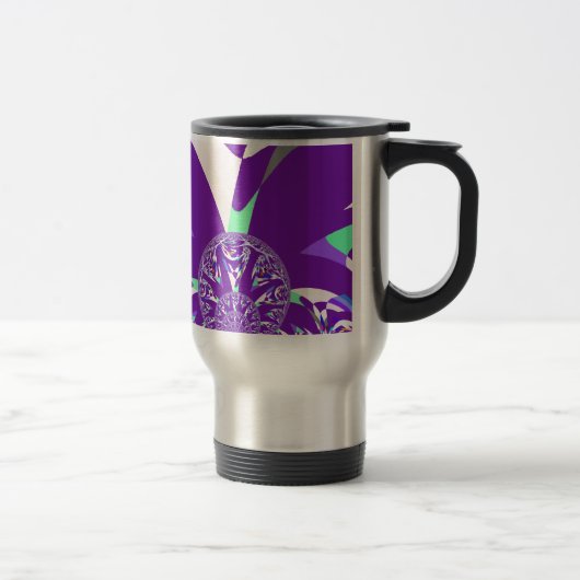 Mug De Voyage Imprimante d'art bleu rétro Cyan Kaleidoscope (Droit)