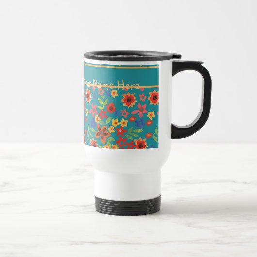 Mug De Voyage Imprimantes florales rétro chic sur boug de voyage (Droite)