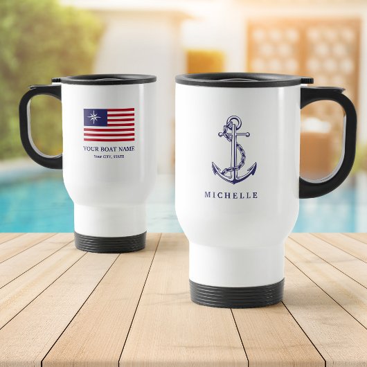 Mug De Voyage Indicateur d'Ancre Nautical Custom Boat Name