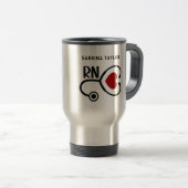 Mug De Voyage Infirmière cardiaque stéthoscope cœur RN (Devant droit)