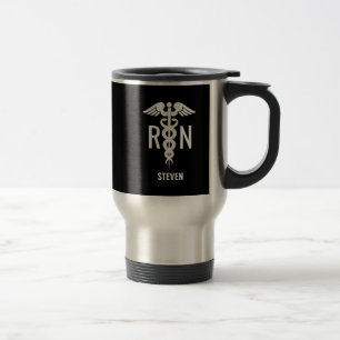 Mug De Voyage Infirmière diplômée Caduceus Médicale Black Cu