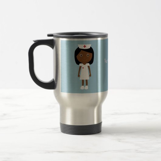 Mug De Voyage Infirmière ethnique mignonne de bande dessinée (Gauche)