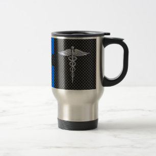Mug De Voyage Infirmière inscrite RN Caduceus Carbon Fiber Style