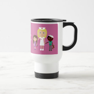 Mug De Voyage Infirmière mignonne de bande dessinée et rose