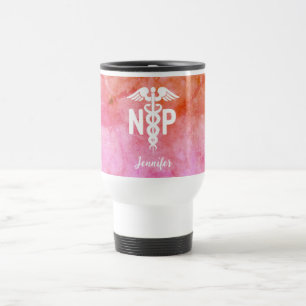 Mug De Voyage Infirmière Praticien NP Pink Orange Personnalisé