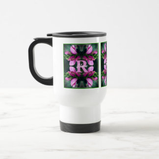 Mug De Voyage Initiale de monogramme personnalisé Fleur rose Art