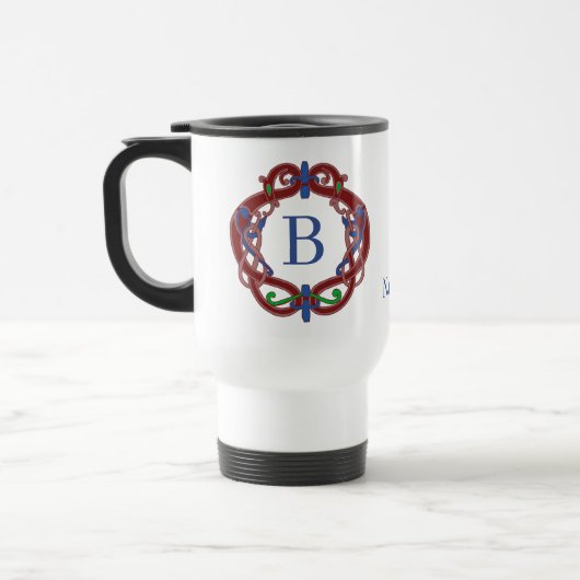 Mug De Voyage Initiales de monogramme Nom Conception celtique Pe (Gauche)