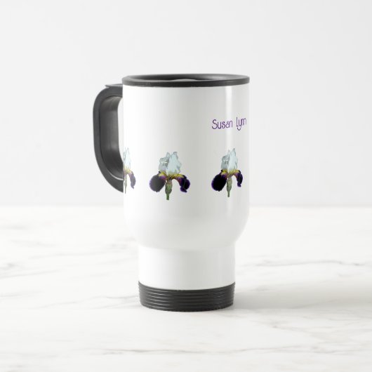 Mug de voyage Iris violet et blanc (Devant gauche)