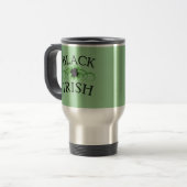 Mug De Voyage IRLANDAIS de NOIR avec le shamrock noir (Devant gauche)
