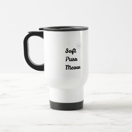 Mug de voyage isolé "Soft Purr Meow" - Chat mignon (Gauche)