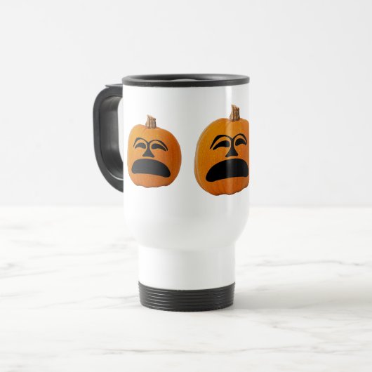 Mug De Voyage Jack o' Lantern Malheureux Face, Citrouille d'Hall (Devant gauche)
