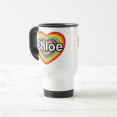 Mug De Voyage J'aime Chloe : coeur arc-en-ciel (Devant gauche)
