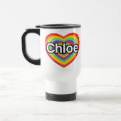 Mug De Voyage J'aime Chloe : coeur arc-en-ciel (Gauche)
