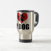 Mug De Voyage J'aime mon chien jeter l'oreiller (Devant droit)