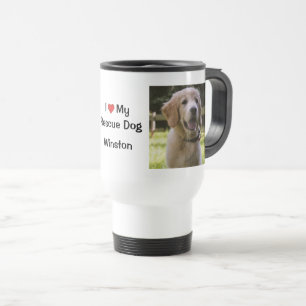 Mug De Voyage J'aime mon chien Secouru   nom et photo