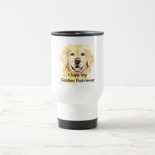 Mug De Voyage J'aime mon Golden Retriever, chien, animal de comp (Centre)