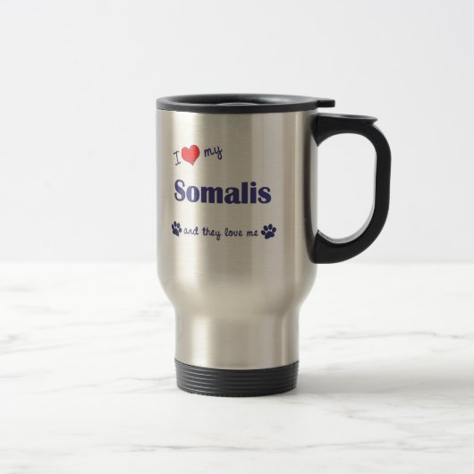 Mug De Voyage J'aime mon Somalis (les chats multiples) (Droit)