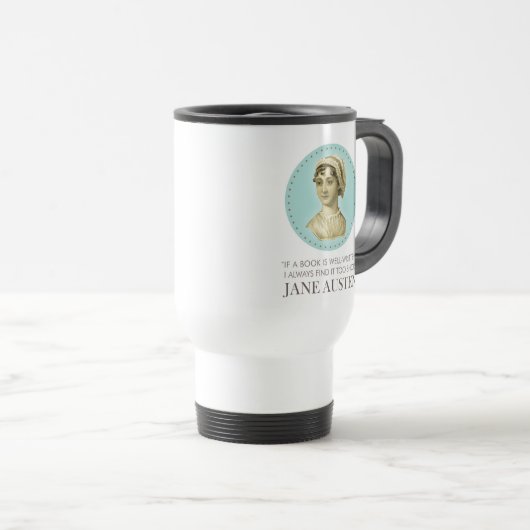 Mug De Voyage Jane Austen Portrait et citation sur la lecture (Devant droit)