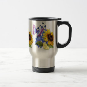 Mug De Voyage Jardin de tournesol papillon
