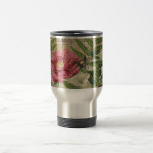 Mug De Voyage Jardin Floral de Nid d'Oiseau Art Papillon Fleur