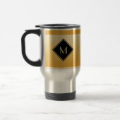 Mug De Voyage Jaune Brossé Élégant Avec Monogramme Or Simple (Gauche)