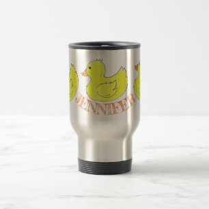 Mug De Voyage Jaune Personnalisé Jaune en caoutchouc Canard Duck