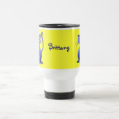 Mug De Voyage Jaune personnalisé par chat de sourire bleu (Centre)