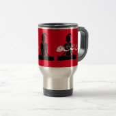 Mug de voyage 'Java Yoga' en argent et rouge (Devant droit)