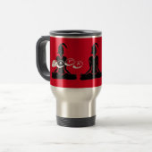 Mug de voyage 'Java Yoga' en argent et rouge (Devant gauche)