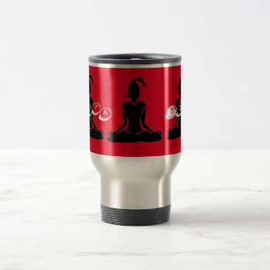 Mug de voyage 'Java Yoga' en argent et rouge