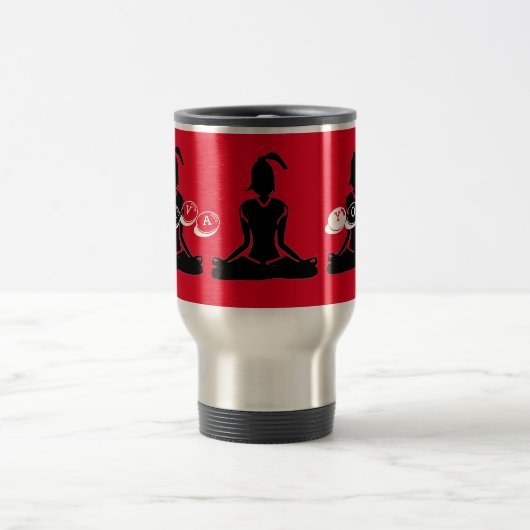 Mug de voyage 'Java Yoga' en argent et rouge (Centre)