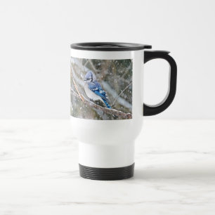 Mug De Voyage Jay bleu dans une tempête de neige