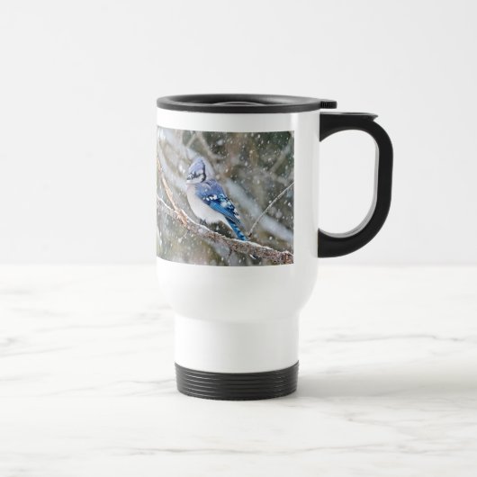 Mug De Voyage Jay bleu dans une tempête de neige (Droite)