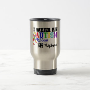 Mug De Voyage Je porte un ruban d'autisme pour mon neveu