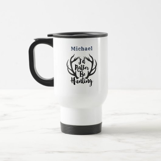 Mug De Voyage Je Préférerais Chasser Deer Buck Antlers Monogramm (Gauche)
