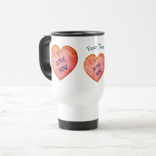 Mug De Voyage Je t'aime Coeurs roses Personnalisé